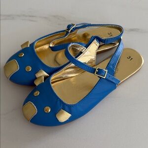 Little Marc Jacobs Mouse Limited Edition Kids Metallic Blue and Gold Dress Shoes